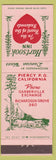 Matchbook Cover - Hartsook Inn Piercy CA