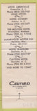 Matchbook Cover - Curtis Hotels Birmingham AL Meridian MS Charlotte NC
