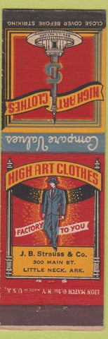 Matchbook Cover - High Art Men's Clothes JB Strauss Little Neck AR
