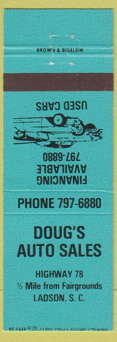 Matchbook Cover - Doug's Auto Sales Ladson SC