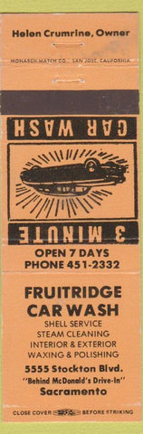 Matchbook Cover - Fruitridge Car Wash Sacramento CA Helen Crumrine