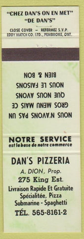 Matchbook Cover - Dan's Pizza Canada green