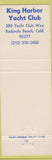 Matchbook Cover - KHYC King Harbor Yacht Club Redondo Beach CA