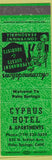 Matchbook Cover - Cyprus Hotel Palm Springs CA green
