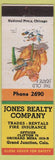 Matchbook Cover - Jones Realty Co Grand Junction CO insurance