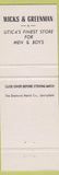 Matchbook Cover - Hart Schaffner Marx Men's Clothes Utica NY Wicks Greenman