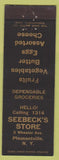 Matchbook Cover - Seebeck's Store Pleasantville NY