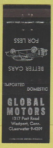 Matchbook Cover - Global Motors Car Sales Westport CT