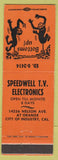 Matchbook Cover - Speedwell TV Electronics City of Industry CA