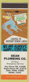 Matchbook Cover - Dean Plumbing Co Selma CA