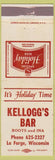 Matchbook Cover - Holiday Beer Kellog's Bar La Farge WI