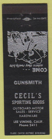 Matchbook Cover - Cecil's Sport Goods Lee Vining CA boat motors hardware
