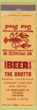 Matchbook Cover - The Grotto Vallejo CA lobster seafood