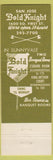 Matchbook Cover - Bold Knight Sunnyvale CA Spinning Yarn Fremont CA