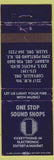 Matchbook Cover - One Stop Sound Shops Salem OR Corvallis