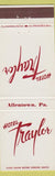 Matchbook Cover - Hotel Traylor Allentown PA