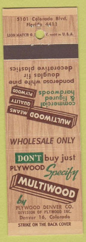 Matchbook Cover - Multiwood Denver CO Plywood