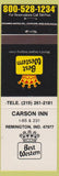 Matchbook Cover - Best Western Carson Inn Remington IN