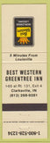 Matchbook Cover - Best Western Greentree Inn Clarksville IN