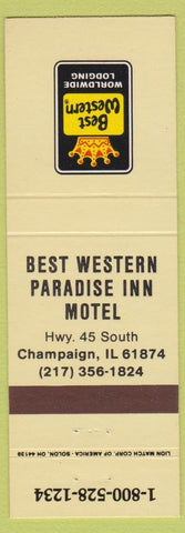 Matchbook Cover - Best Western Paradise Inn Motel Champaign IL