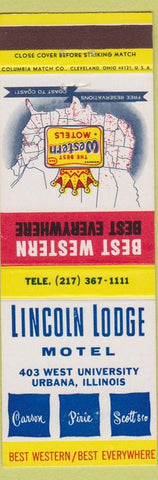 Matchbook Cover - Best Western Lincoln Lodge Motel Urbana IL