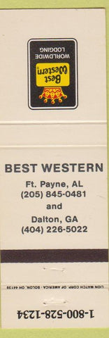 Matchbook Cover - Best Western Motel Dalton GA Fort Payne AL