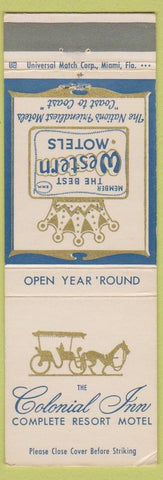 Matchbook Cover - Best Western Colonial Inn Motel Miami Beach FL