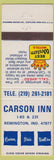 Matchbook Cover - Best Western Carson Inn Remington IN