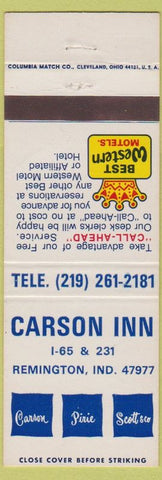 Matchbook Cover - Best Western Carson Inn Remington IN