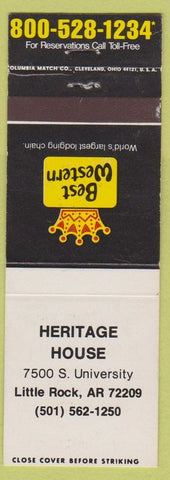 Matchbook Cover - Best Western Heritage House Little Rock aR