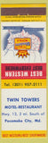 Matchbook Cover - Best Western Twin Towers Motel Pocomoke City MD