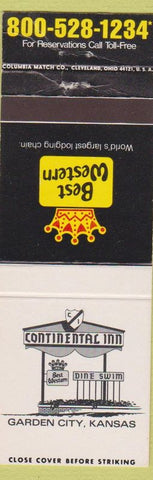 Matchbook Cover - Best Western Continental Inn Garden City KS