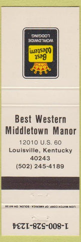 Matchbook Cover - Best Western Middletown Manor Louisville KY