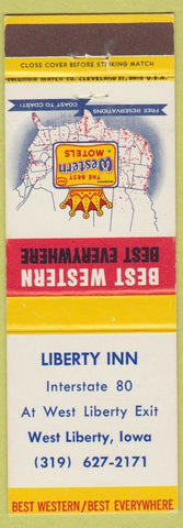 Matchbook Cover - Best Western Liberty Inn West Liberty IA
