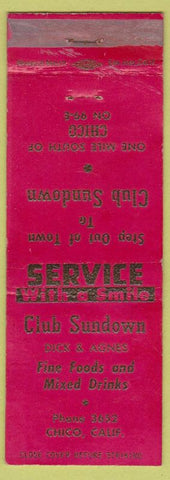 Matchbook Cover - Club Sundown Chico CA WEAR