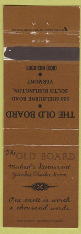 Matchbook Cover - The Old Board South Burlington VT WEAR