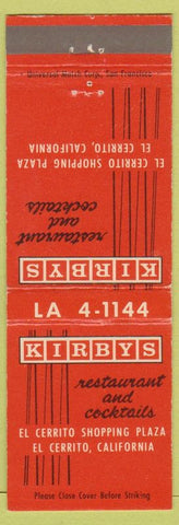 Matchbook Cover - Kirby's Restaurant El Cerrito CA