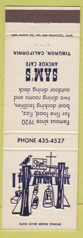 Matchbook Cover - Sam's Anchor Cafe Tiburon CA
