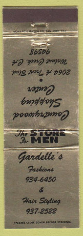 Matchbook Cover - Gardelle's Fashions Hair Salon Walnut Creek CA men's clothes