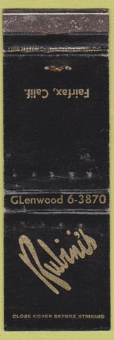 Matchbook Cover - Rubini's Fairfax CA WEAR
