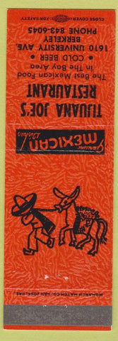 Matchbook Cover - Tijuana Joe's Mexican Restaurant Berkeley CA orange