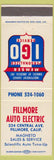 Matchbook Cover - Fillmore Auto Electric Magneto Fillmore CA