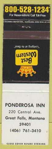 Matchbook Cover - Ponderosa Inn Great Falls MT Best Western