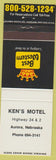Matchbook Cover - Ken's Motel Best Western Aurora NE