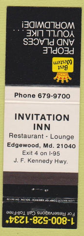 Matchbook Cover - Invitation Inn Best Western Edgewood MD