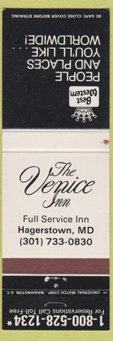 Matchbook Cover - Venice Inn Best Western Hagerstown MD