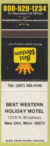 Matchbook Cover - Best Western Holiday Motel New Ulm MN