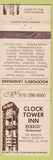 Matchbook Cover - Clock Tower Inn Henrici's Restaurant Rockford IL