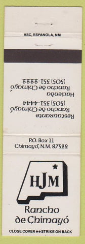 Matchbook Cover - HJM Rancho De Chimayo NM