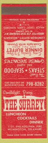 Matchbook Cover - The Surrey Restaurant Wilmington DE